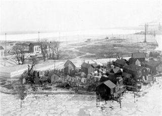 Historical photo of fishing village on Jones Island